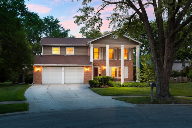 1386 Old Dominion Ct, Naperville, IL 60540 - neoclassical / greek revival house featuring concrete driveway, brick siding, and a garage