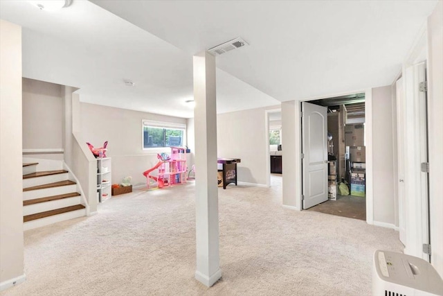 1259 Durham Dr, Wheaton, IL 60189 - basement featuring carpet and stairs