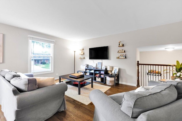 1259 Durham Dr, Wheaton, IL 60189 - living room featuring dark wood-style floors and baseboards