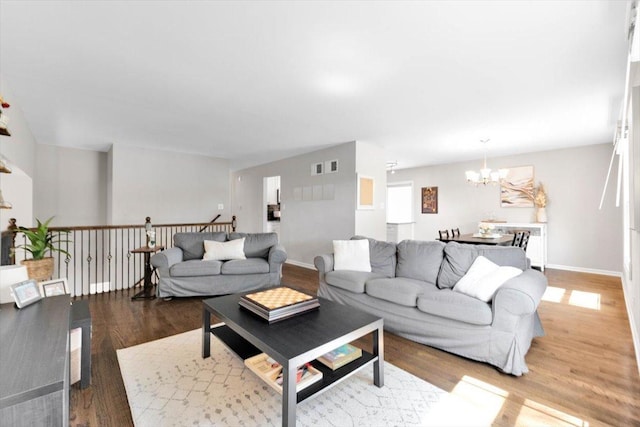 1259 Durham Dr, Wheaton, IL 60189 - living room featuring a chandelier and wood finished floors