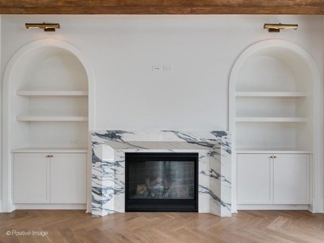 2832 N Racine Ave Unit 2W, Chicago, IL 60657 - detailed view of built in shelves and a high end fireplace