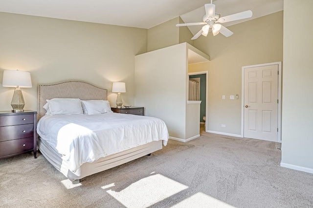 8156 Ripple Ridge Dr, Darien, IL 60561 - bedroom featuring high vaulted ceiling, carpet floors, and ceiling fan