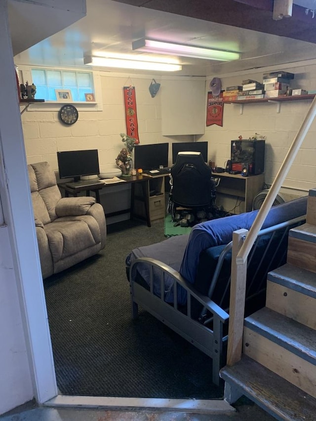 353 W Porter St, Oglesby, IL 61348 - finished basement with a desk and concrete block wall