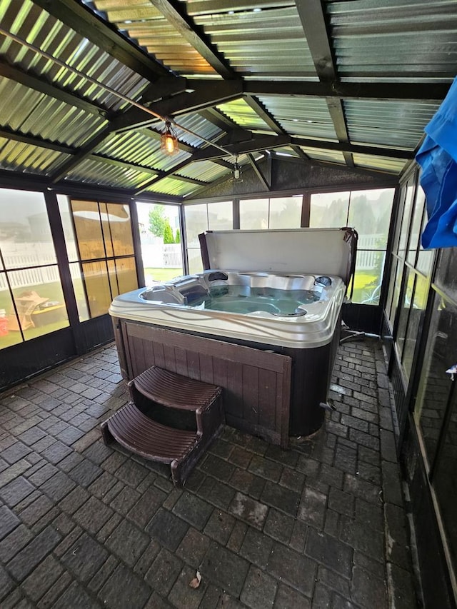 1506 Saddle Run Ln, Beecher, IL 60401 - sunroom featuring a hot tub