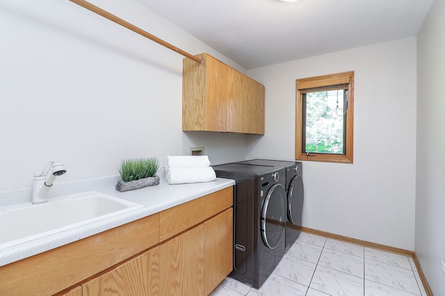 8124 Glenbrook Pl, Tinley Park, IL 60487 - laundry area featuring cabinet space, separate washer and dryer, and light marble finish floors