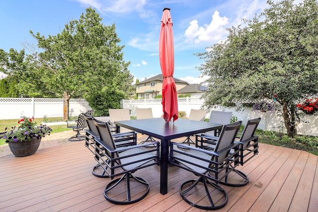 8124 Glenbrook Pl, Tinley Park, IL 60487 - wooden terrace with outdoor dining space and a fenced backyard