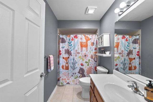 1215 Pendleton Dr, Lemont, IL 60439 - full bath with tile patterned floors, vanity, and curtained shower