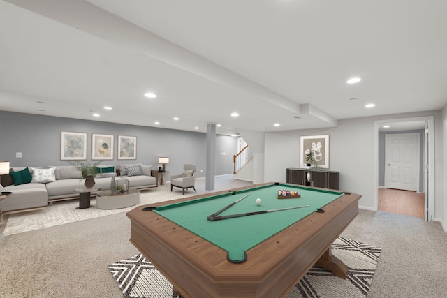 1215 Pendleton Dr, Lemont, IL 60439 - rec room with recessed lighting, carpet, and pool table