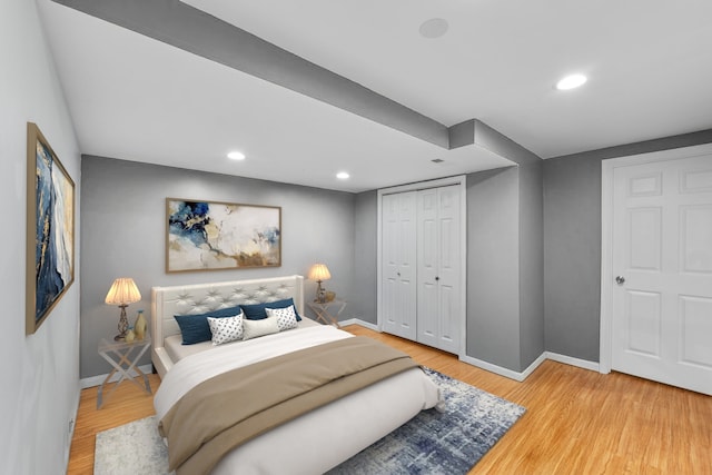 1215 Pendleton Dr, Lemont, IL 60439 - bedroom featuring recessed lighting, wood finished floors, and a closet