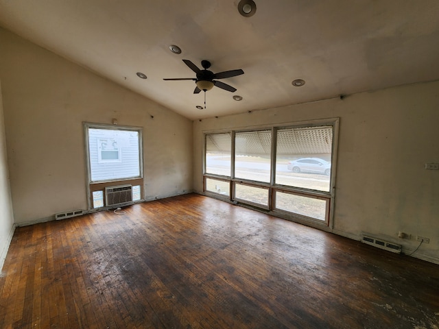 3236 Roesner Dr, Markham, IL 60428 - spare room with wood-type flooring, lofted ceiling, ceiling fan, an AC wall unit, and recessed lighting