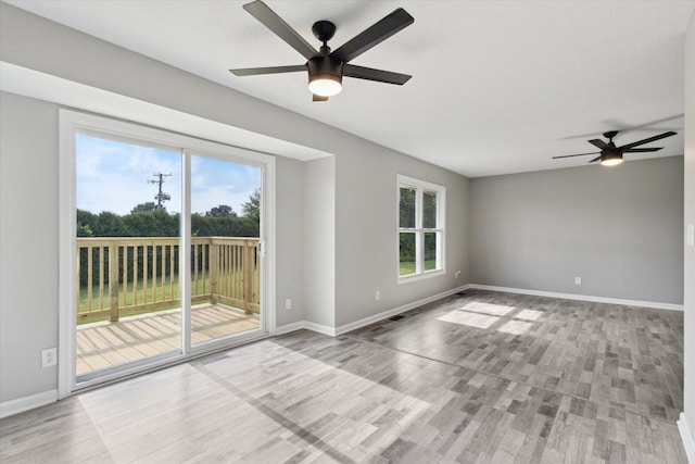 113 New Brunswick Ln, Poplar Grove, IL 61065 - empty room featuring a ceiling fan, healthy amount of natural light, and wood finished floors