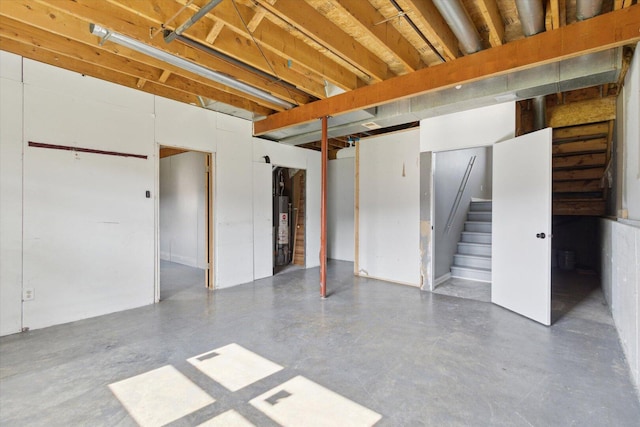 113 New Brunswick Ln, Poplar Grove, IL 61065 - unfinished basement with water heater and stairway
