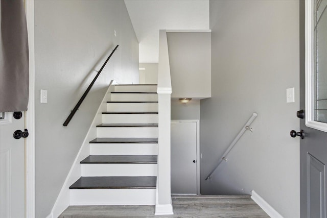 113 New Brunswick Ln, Poplar Grove, IL 61065 - stairway featuring wood finished floors and baseboards