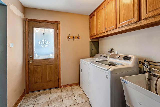 7010 W 72nd St, Chicago, IL 60638 - washroom featuring electric panel, washer and dryer, and cabinet space