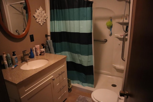 105 Bradley St, New Bedford, IL 61346 - full bathroom featuring vanity, a shower with shower curtain, and tile patterned floors