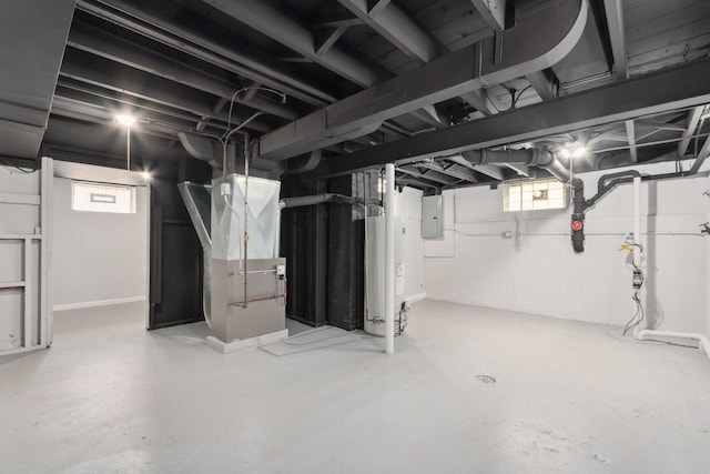 1225 Highridge Pkwy, Westchester, IL 60154 - below grade area with electric panel, heating unit, and water heater