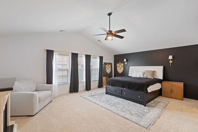 2599 Oak Dr Unit 2599, West Dundee, IL 60118 - carpeted bedroom with vaulted ceiling and a ceiling fan