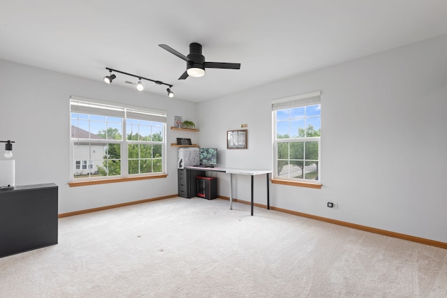 2599 Oak Dr Unit 2599, West Dundee, IL 60118 - office with rail lighting, healthy amount of natural light, carpet flooring, and ceiling fan