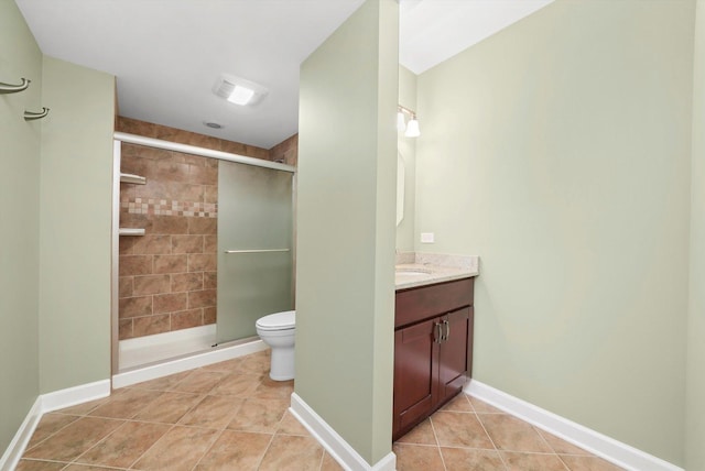 6443 Davane Ct, Downers Grove, IL 60516 - bathroom featuring vanity, a stall shower, and tile patterned flooring