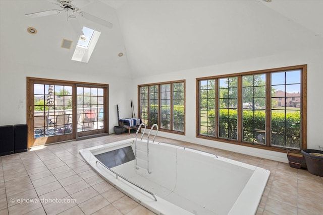 3250 Platte Trl, Olympia Fields, IL 60461 - interior space featuring a skylight and a ceiling fan