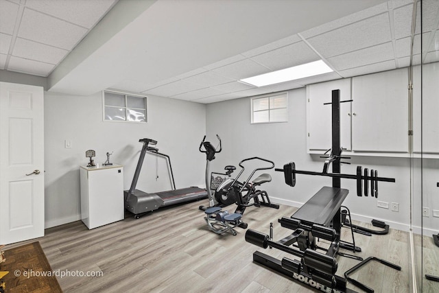 3250 Platte Trl, Olympia Fields, IL 60461 - exercise area featuring a paneled ceiling and wood finished floors