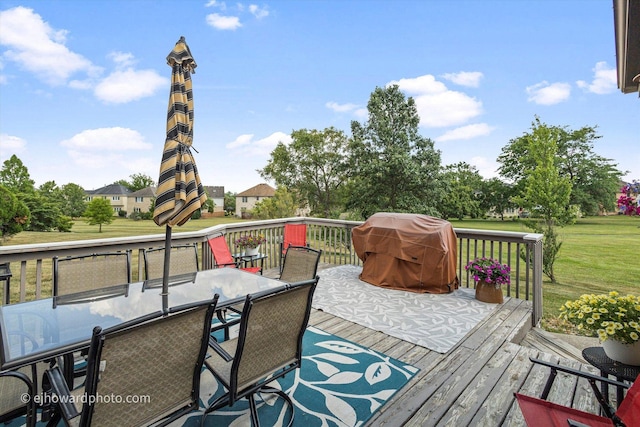 3250 Platte Trl, Olympia Fields, IL 60461 - deck with outdoor dining area, area for grilling, and a yard