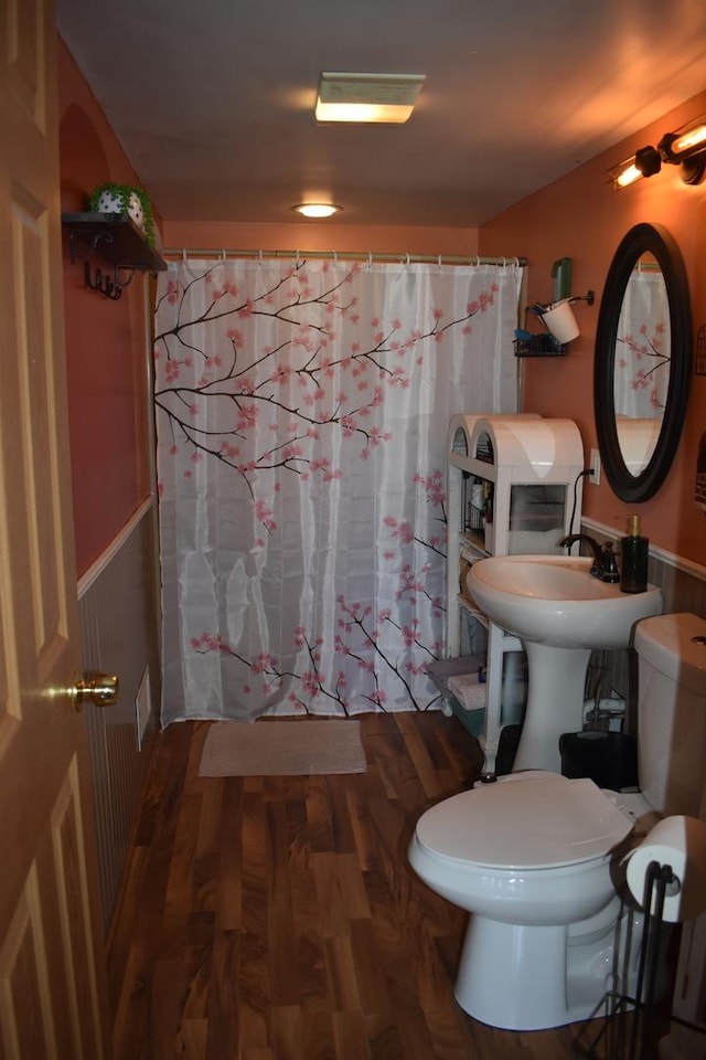 2503 Gaylord Rd, Joliet, IL 60435 - full bath with wood finished floors and a shower with shower curtain