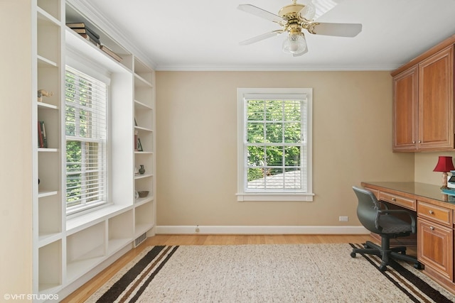 500 E Mayfair Rd, Arlington Heights, IL 60005 - office space with light wood-style floors, healthy amount of natural light, ornamental molding, and ceiling fan