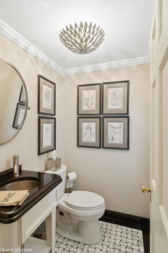 500 E Mayfair Rd, Arlington Heights, IL 60005 - half bathroom featuring tile patterned flooring and ornamental molding