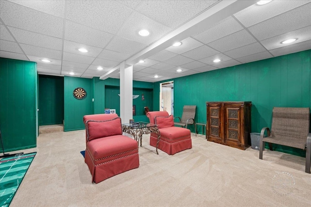 1519 Wedgefield Cir, Naperville, IL 60563 - living area featuring carpet floors, a drop ceiling, and recessed lighting