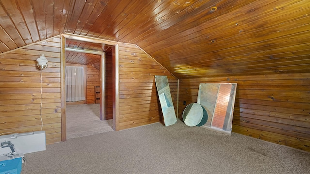 8033 S Pine St, Dixon, IL 61021 - bonus room featuring carpet, wooden walls, lofted ceiling, and wooden ceiling