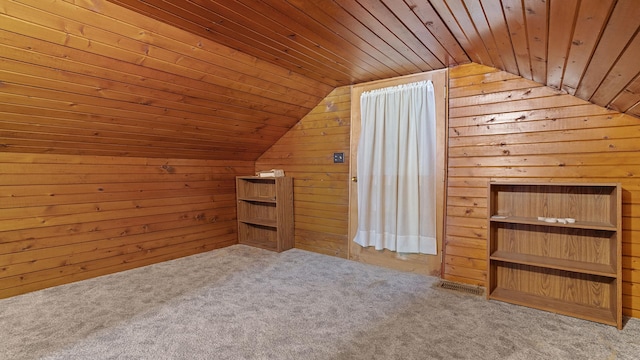 8033 S Pine St, Dixon, IL 61021 - bonus room with carpet flooring, lofted ceiling, wooden ceiling, and wooden walls
