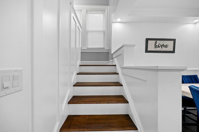 3330 E Ave, Berwyn, IL 60402 - stairs with crown molding and recessed lighting