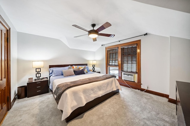 7246 N Oleander Ave, Chicago, IL 60631 - bedroom featuring lofted ceiling, light carpet, cooling unit, and a ceiling fan