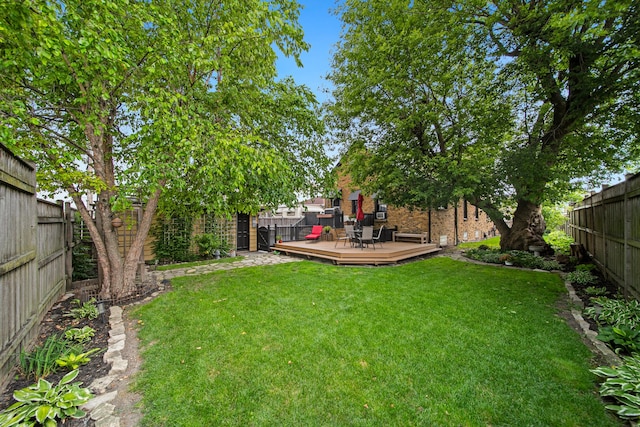 7246 N Oleander Ave, Chicago, IL 60631 - fenced backyard with a wooden deck
