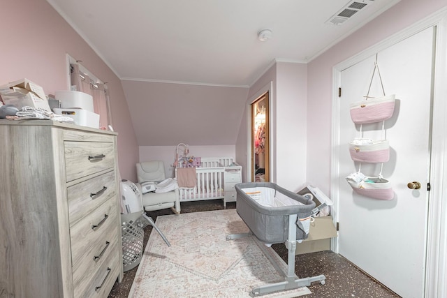 4918 S Luna Ave, Chicago, IL 60638 - bedroom featuring ornamental molding and a crib