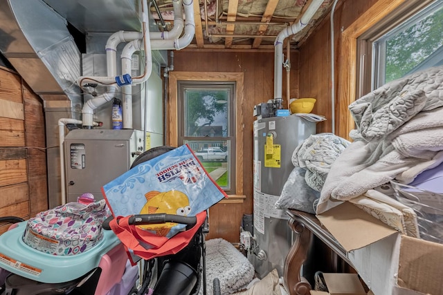 4918 S Luna Ave, Chicago, IL 60638 - below grade area featuring gas water heater and wooden walls