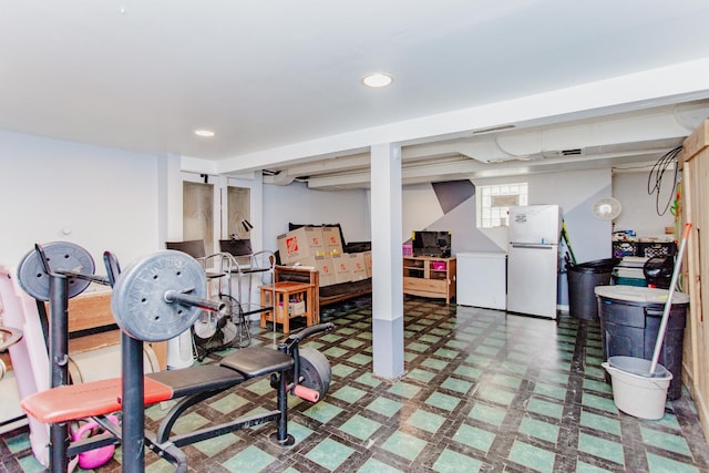 1318 N Menard Ave, Chicago, IL 60651 - exercise room with tile patterned floors and recessed lighting