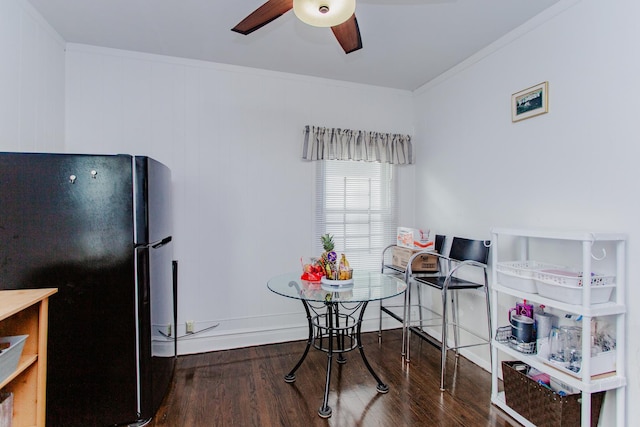 1318 N Menard Ave, Chicago, IL 60651 - dining room featuring ceiling fan, crown molding, and wood finished floors