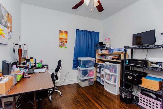 1318 N Menard Ave, Chicago, IL 60651 - office space with hardwood / wood-style flooring, ceiling fan, and ornamental molding