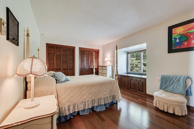 10766 E 7000n Rd, Grant Park, IL 60940 - bedroom with wood finished floors, two closets, and a textured ceiling