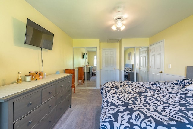 29W400 Thornwood Ln, Warrenville, IL 60555 - bedroom with dark colored carpet and two closets