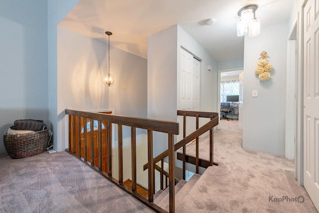 29W400 Thornwood Ln, Warrenville, IL 60555 - hall with an upstairs landing, carpet, and a desk