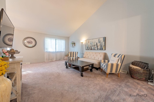 29W400 Thornwood Ln, Warrenville, IL 60555 - living area featuring carpet floors and high vaulted ceiling