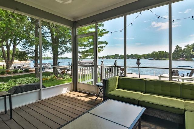 930 Candlewick Dr NE, Poplar Grove, IL 61065 - sunroom / solarium with a water view, an outdoor hangout area, and healthy amount of natural light