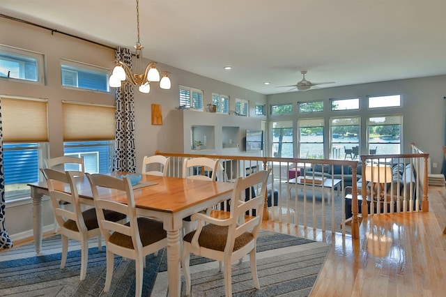 930 Candlewick Dr NE, Poplar Grove, IL 61065 - dining space with hardwood / wood-style floors, a ceiling fan, and recessed lighting