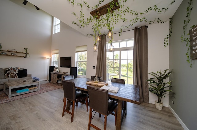 610 N Red Deer Rd, Round Lake, IL 60073 - dining area with light wood-type flooring and a towering ceiling