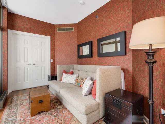 21 E Huron St Unit 1106, Chicago, IL 60611 - living area with wood finished floors and wallpapered walls