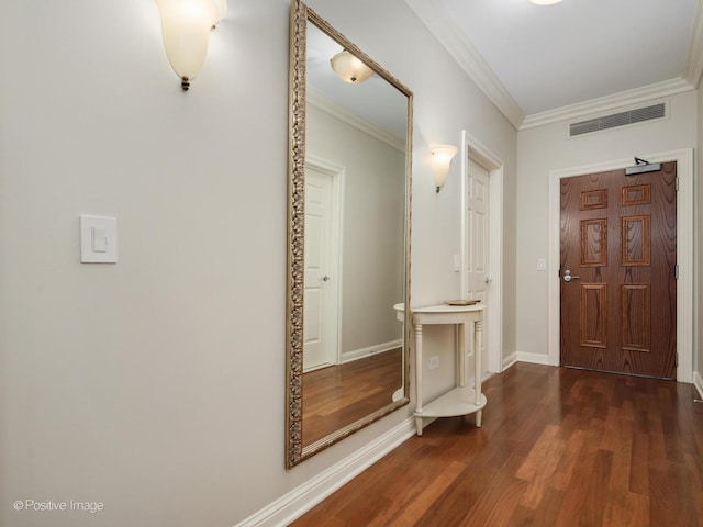 21 E Huron St Unit 1106, Chicago, IL 60611 - entryway featuring dark wood-style floors and crown molding