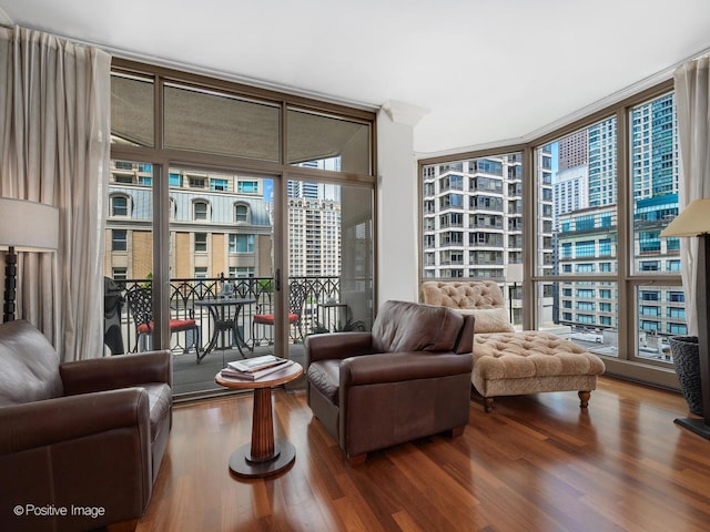 21 E Huron St Unit 1106, Chicago, IL 60611 - living area featuring expansive windows and wood finished floors